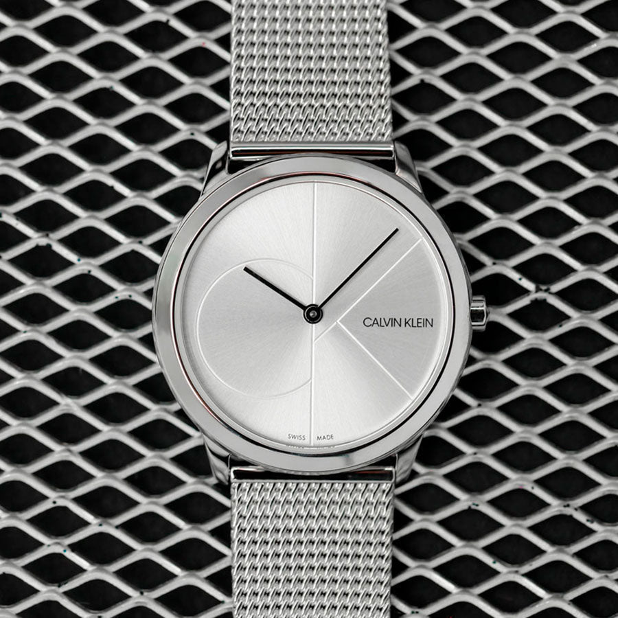  Shop Authentic Calvin Klein Minimal Silver Dial Silver Mesh Bracelet Watch for Women - K3M2212Z - Luxxuri