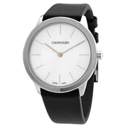  Shop Authentic Calvin Klein Minimal Silver Dial Black Leather Strap Watch for Women - K3M221C6 - Luxxuri