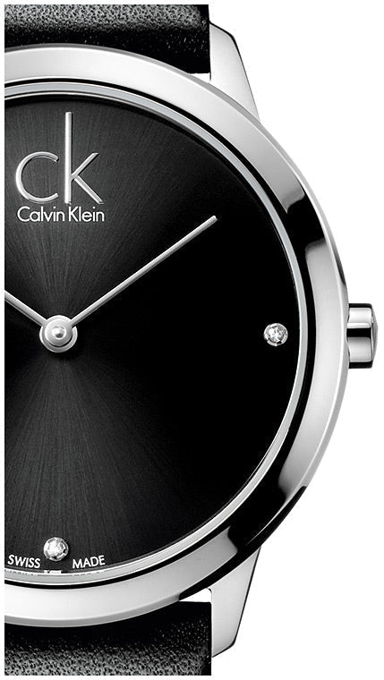  Shop Authentic Calvin Klein Minimal Black Dial Black Leather Strap Watch for Women - K3M231CS - Luxxuri