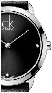  Shop Authentic Calvin Klein Minimal Black Dial Black Leather Strap Watch for Women - K3M231CS - Luxxuri