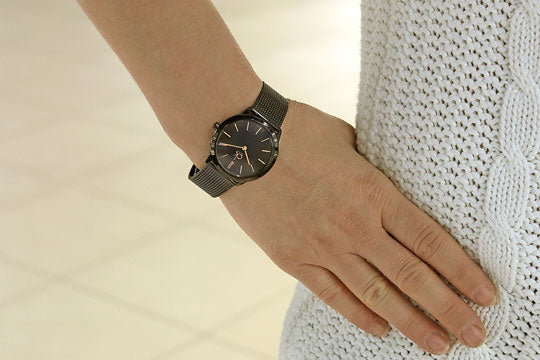  Shop Authentic Calvin Klein Minimal Black Dial Black Mesh Bracelet Watch for Women - K3M22421 - Luxxuri