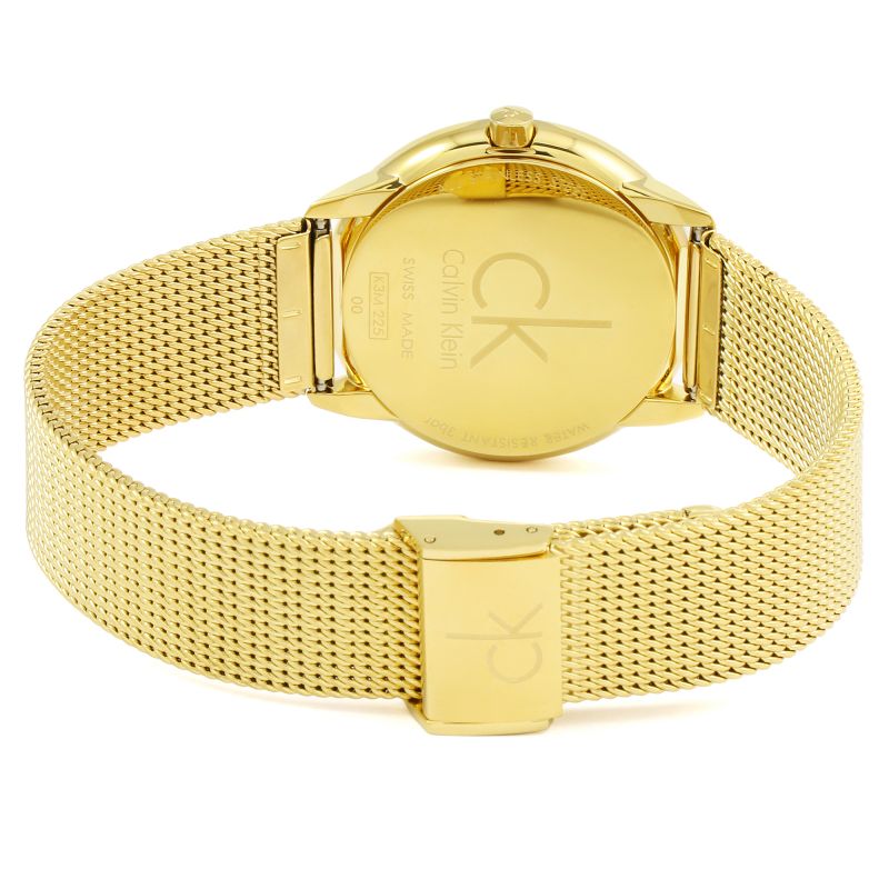 Shop Authentic Calvin Klein Minimal Silver Dial Gold Mesh Bracelet Watch for Women - K3M22526 - Luxxuri