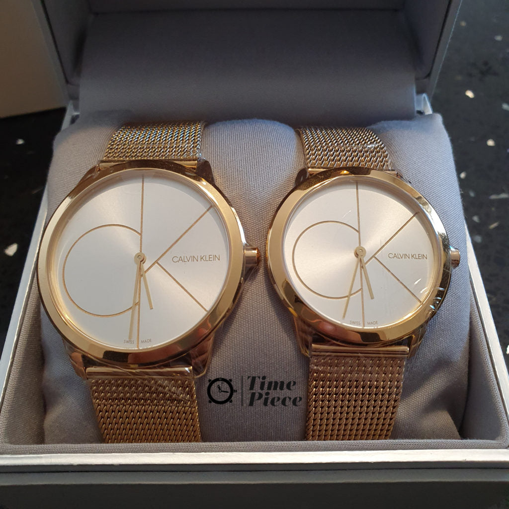  Shop Authentic Calvin Klein Minimal Silver Dial Gold Mesh Bracelet Watch for Women - K3M22526 - Luxxuri