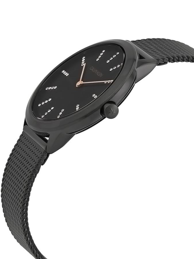  Shop Authentic Calvin Klein Minimal Diamonds Black Dial Black Mesh Bracelet Watch for Women - K3M22X2X - Luxxuri