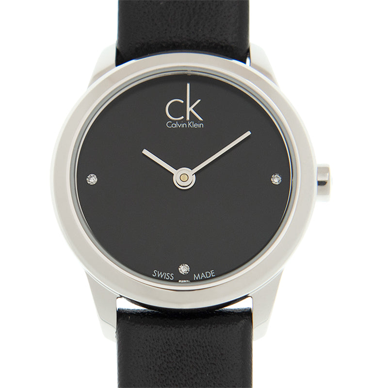  Shop Authentic Calvin Klein Minimal Black Dial Black Leather Strap Watch for Women - K3M231CS - Luxxuri