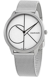  Shop Authentic Calvin Klein Minimal White Dial Silver Mesh Bracelet Watch for Men - K3M5115X - Luxxuri
