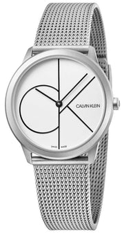  Shop Authentic Calvin Klein Minimal White Dial Silver Mesh Bracelet Watch for Women - K3M5215X - Luxxuri