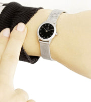  Shop Authentic Calvin Klein Minimal Black Dial Silver Mesh Bracelet Watch for Women - K3M53151 - Luxxuri