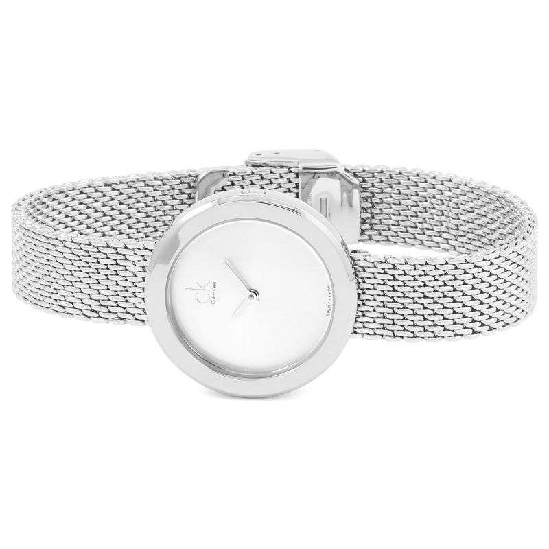  Shop Authentic Calvin Klein Firm White Dial Silver Mesh Bracelet Watch for Women - K3N23126 - Luxxuri