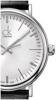 Shop Authentic Calvin Klein Surround Silver Dial Black Leather Strap Watch for Men - K3W211C6 - Luxxuri