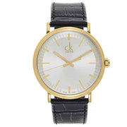  Shop Authentic Calvin Klein Surround Silver Dial Black Leather Strap Watch for Men - K3W215C6 - Luxxuri
