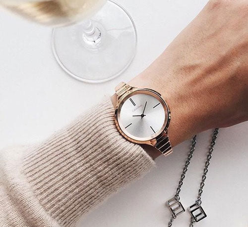  Shop Authentic Calvin Klein Lively White Dial Rose Gold Steel Strap Watch for Women - K4U23626 - Luxxuri