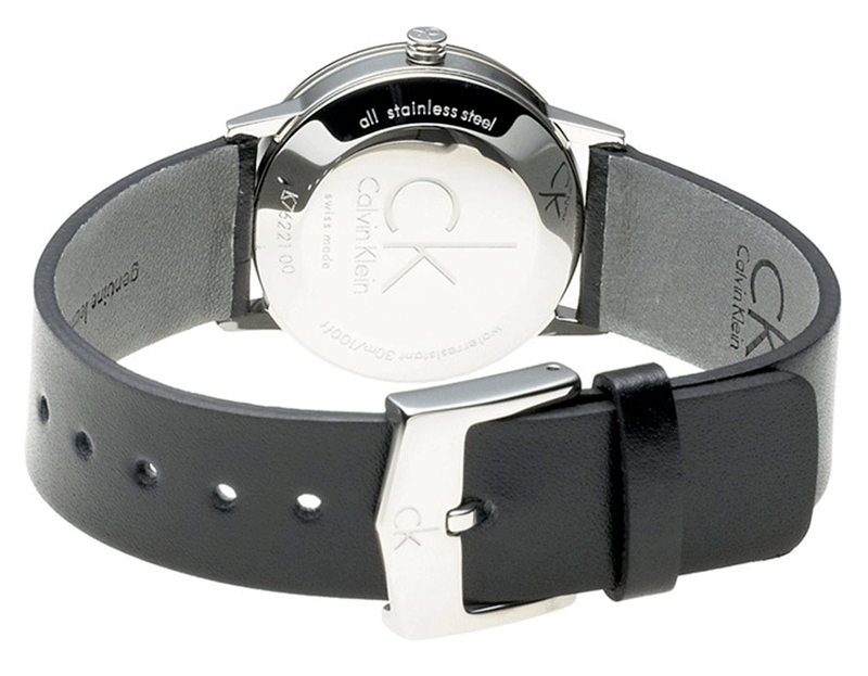  Shop Authentic Calvin Klein Minimal Black Dial Black Leather Strap Watch for Women - K7622107 - Luxxuri