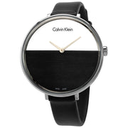  Shop Authentic Calvin Klein Rise White Grey Dial Black Leather Strap Watch for Women - K7A231C3 - Luxxuri
