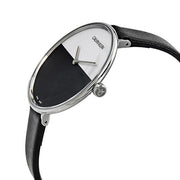  Shop Authentic Calvin Klein Rise White Grey Dial Black Leather Strap Watch for Women - K7A231C3 - Luxxuri