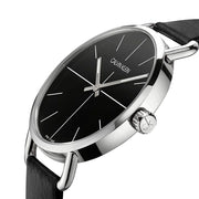  Shop Authentic Calvin Klein Evan Black Dial Black Leather Strap Watch for Men - K7B211CZ - Luxxuri