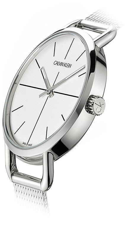  Shop Authentic Calvin Klein Even White Dial Silver Mesh Bracelet Watch for Women - K7B23126 - Luxxuri