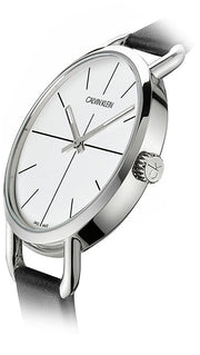  Shop Authentic Calvin Klein Evan White Dial Black Leather Strap Watch for Women - K7B231CY - Luxxuri