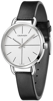  Shop Authentic Calvin Klein Evan White Dial Black Leather Strap Watch for Women - K7B231CY - Luxxuri