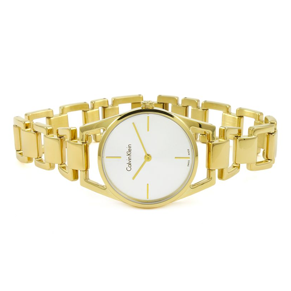  Shop Authentic Calvin Klein Dainty White Dial Gold Steel Strap Watch for Women - K7L23546 - Luxxuri