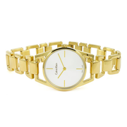  Shop Authentic Calvin Klein Dainty White Dial Gold Steel Strap Watch for Women - K7L23546 - Luxxuri