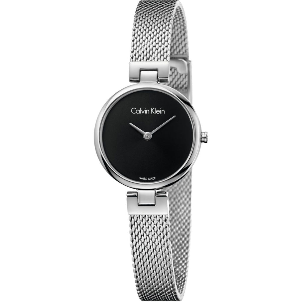  Shop Authentic Calvin Klein Authentic Black Dial Silver Mesh Bracelet Watch for Women - K8G23121 - Luxxuri
