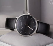  Shop Authentic Calvin Klein High Noon Quartz Black Dial Black Leather Strap Watch for Men - K8M211C1 - Luxxuri