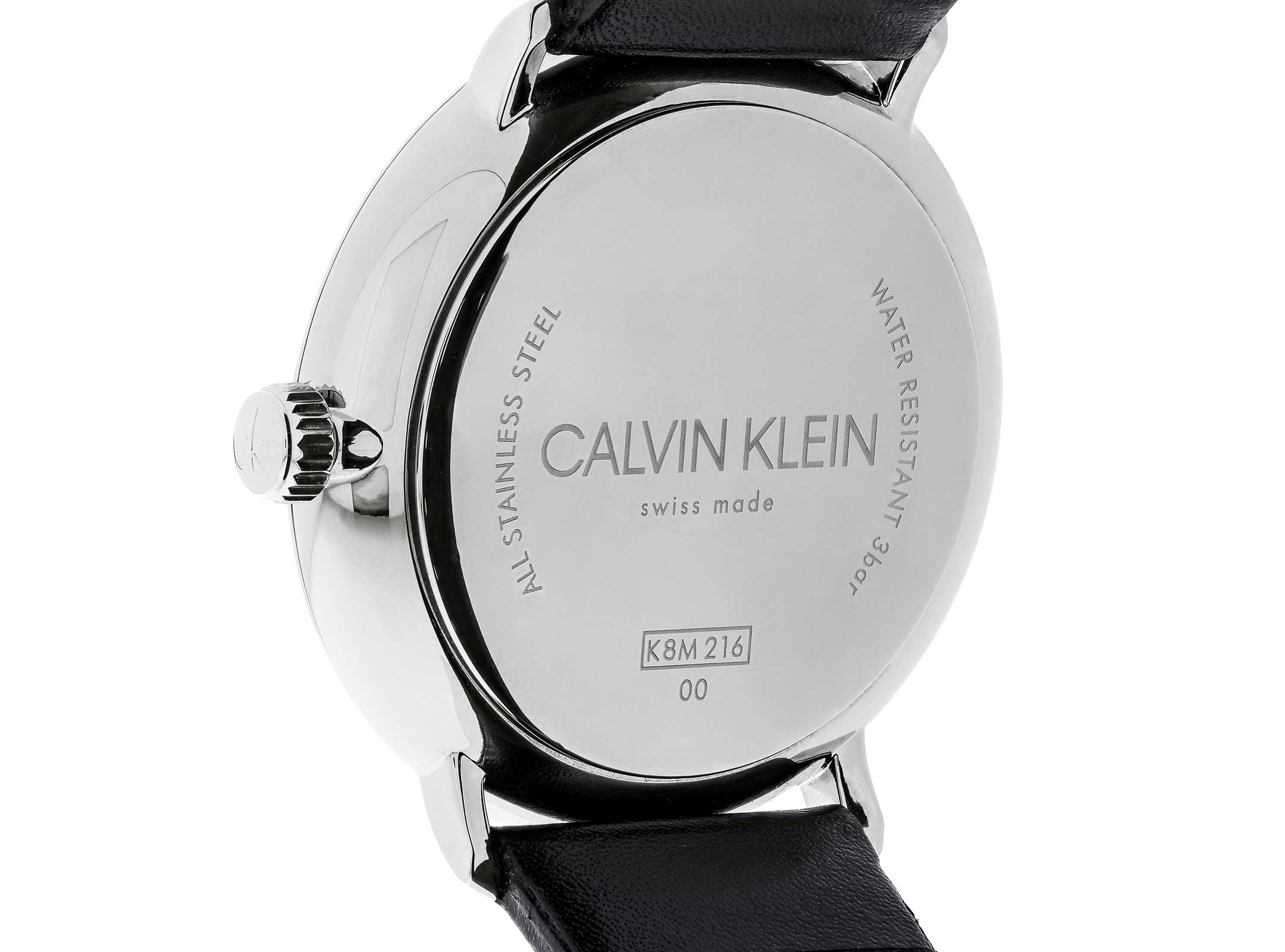  Shop Authentic Calvin Klein Minimal Silver Dial Black Leather Strap Watch for Men - K3M211CY - Luxxuri