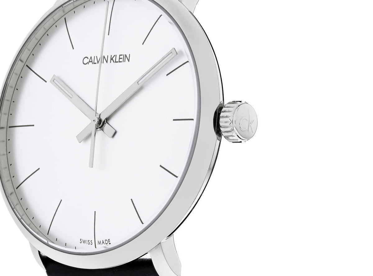  Shop Authentic Calvin Klein High Noon Quartz White Dial Black Leather Strap Watch for Men - K8M211C6 - Luxxuri