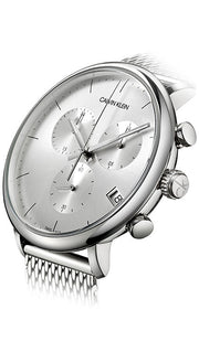  Shop Authentic Calvin Klein High Noon Silver Dial Silver Mesh Bracelet Watch for Men - K8M27126 - Luxxuri