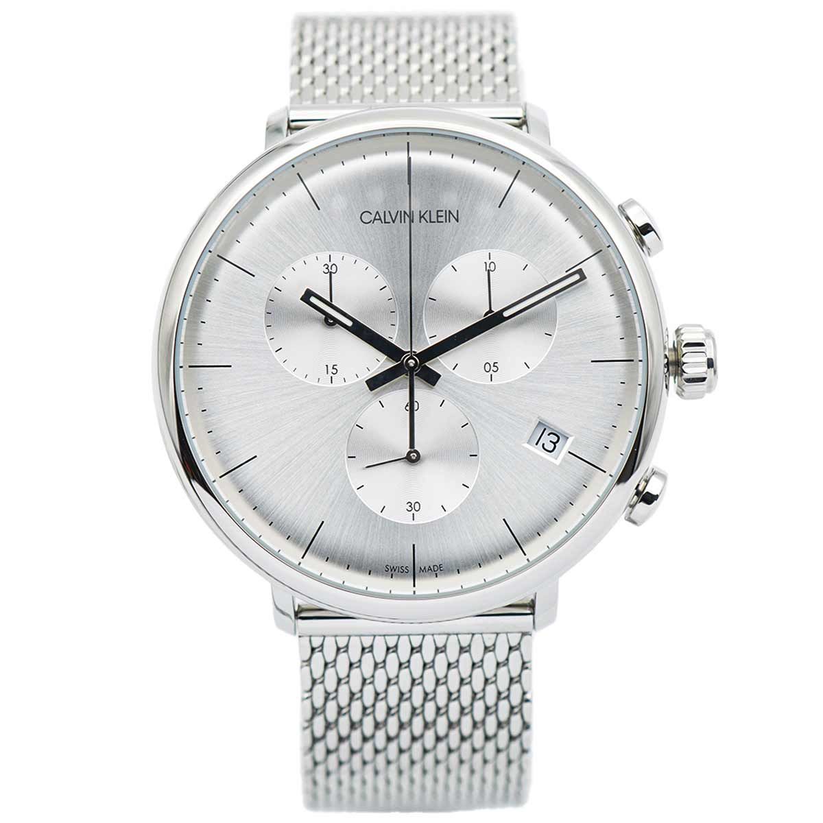  Shop Authentic Calvin Klein High Noon Silver Dial Silver Mesh Bracelet Watch for Men - K8M27126 - Luxxuri