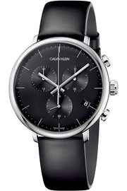  Shop Authentic Calvin Klein High Noon Chronograph Black Dial Black Leather Strap Watch for Men - K8M271C1 - Luxxuri
