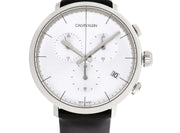  Shop Authentic Calvin Klein High Noon Chronograph White Dial Black Leather Strap Watch for Men - K8M271C6 - Luxxuri