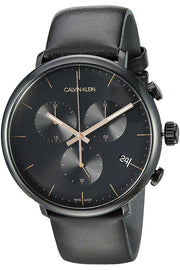  Shop Authentic Calvin Klein High Noon Black Dial Black Leather Strap Watch for Men - K8M274CB - Luxxuri