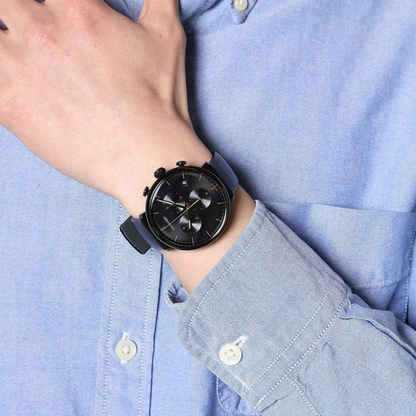  Shop Authentic Calvin Klein High Noon Black Dial Black Leather Strap Watch for Men - K8M274CB - Luxxuri
