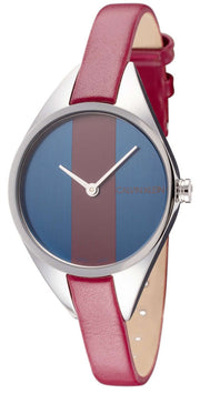  Shop Authentic Calvin Klein Rebel Blue Maroon Dial Maroon Leather Strap Watch for Women - K8P231UN - Luxxuri