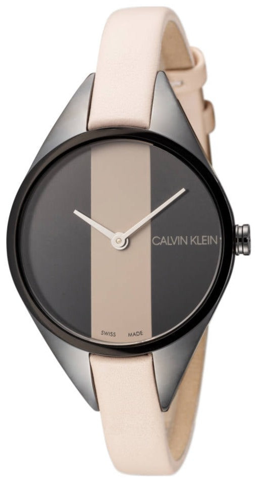 Shop Authentic Calvin Klein Rebel Cream Black Dial Cream Leather Strap Watch for Women - K8P237X1 - Luxxuri