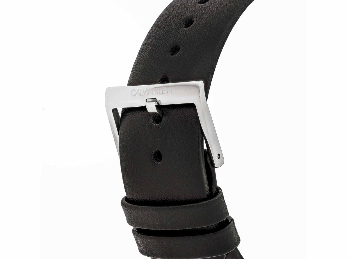  Shop Authentic Calvin Klein Posh Silver Dial Black Leather Strap Watch for Men - K8Q371C6 - Luxxuri