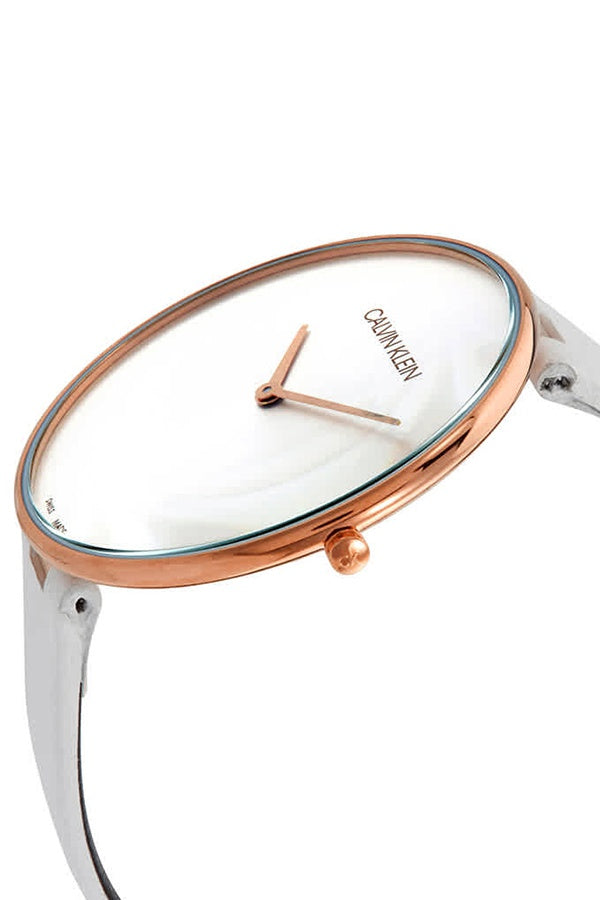  Shop Authentic Calvin Klein Full Moon White Dial White Leather Strap Watch for Women - K8Y236L6 - Luxxuri