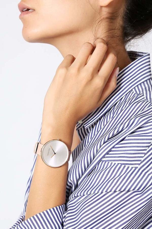  Shop Authentic Calvin Klein Full Moon White Dial White Leather Strap Watch for Women - K8Y236L6 - Luxxuri