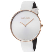  Shop Authentic Calvin Klein Full Moon White Dial White Leather Strap Watch for Women - K8Y236L6 - Luxxuri