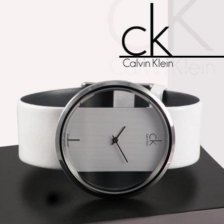  Shop Authentic Calvin Klein Glam Transparent Dial White Leather Strap Watch for Women - K9423101 - Luxxuri