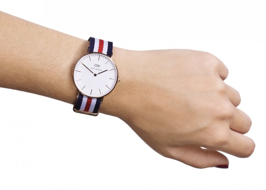  Shop Authentic Daniel Wellington Classic Canterbury White Dial Two Tone NATO Strap Watch For Women - DW00100030 - Luxxuri