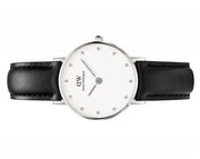  Shop Authentic Daniel Wellington Classy Sheffield White Dial Black Leather Strap Watch For Women - DW00100068 - Luxxuri