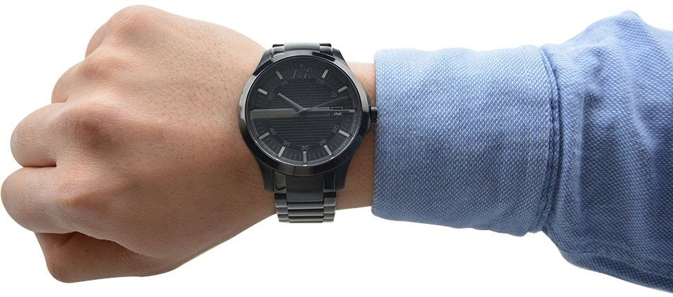  Shop Authentic Armani Exchange Hampton Chronograph Black Dial Black Steel Strap Watch For Men - AX2104 - Luxxuri