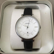  Shop Authentic Fossil Jacqueline Quartz White Dial Black Leather Strap Watch for Women - ES3972 - Luxxuri