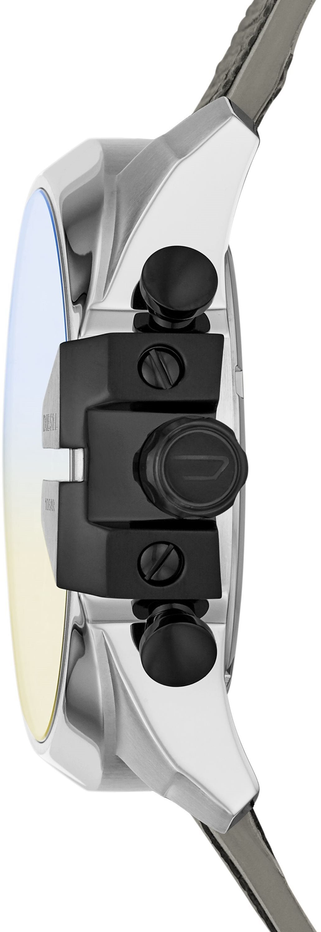  Shop Authentic Diesel Mega Chief Quartz Black Dial Grey Leather Strap Watch For Men - DZ4523 - Luxxuri