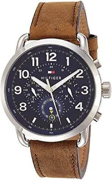  Shop Authentic Tommy Hilfiger Briggs Chronograph Blue Dial Brown Leather Strap Watch for Men - 1791424 - Luxxuri