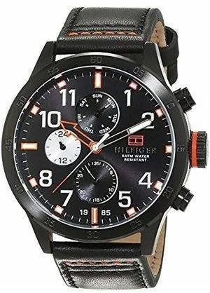  Shop Authentic Tommy Hilfiger Trent Multifunction Black Dial Black Leather Strap Watch for Men - 1791136 - Luxxuri