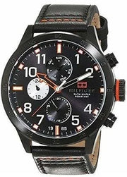  Shop Authentic Tommy Hilfiger Trent Multifunction Black Dial Black Leather Strap Watch for Men - 1791136 - Luxxuri